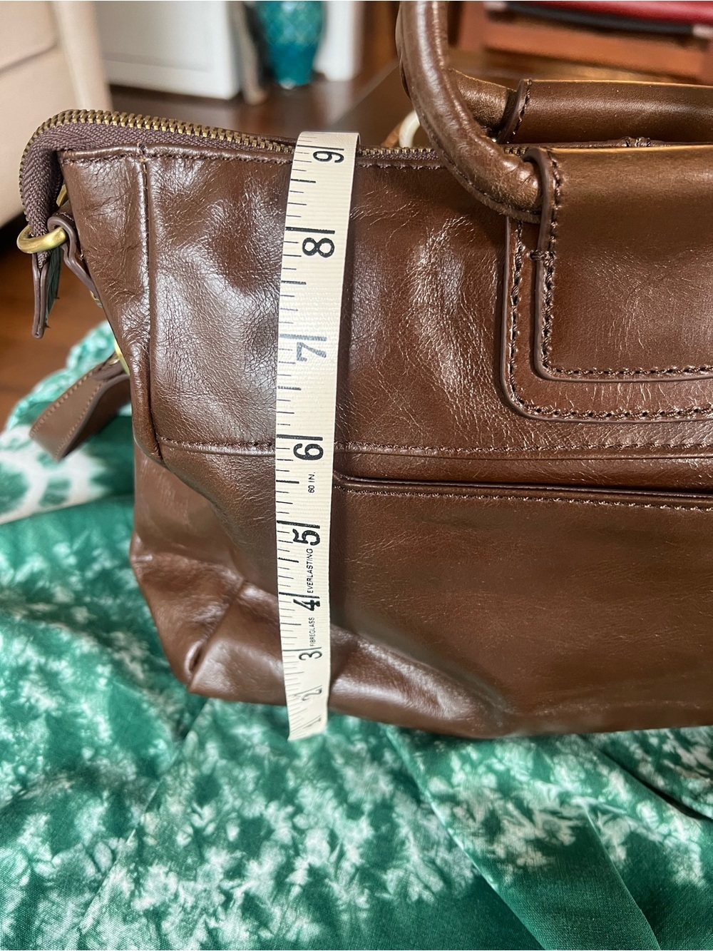 HOBO Genuine Leather Brown Ring Handle Satchel Crossbody Bag - Picture 6 of 10